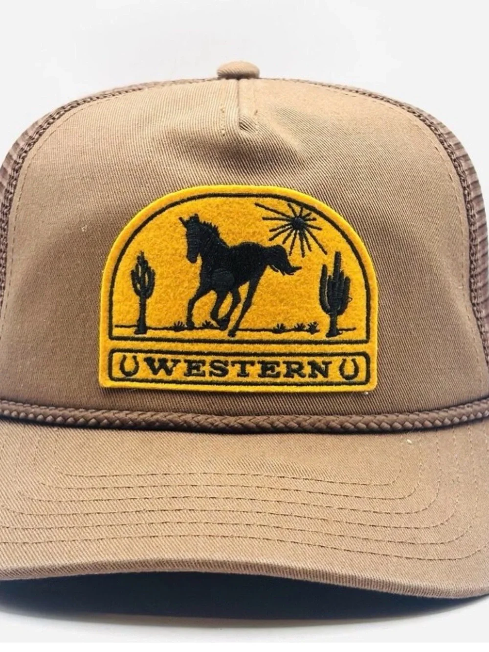 Western Brown Mesh Snap Back Brown Trucker Hat